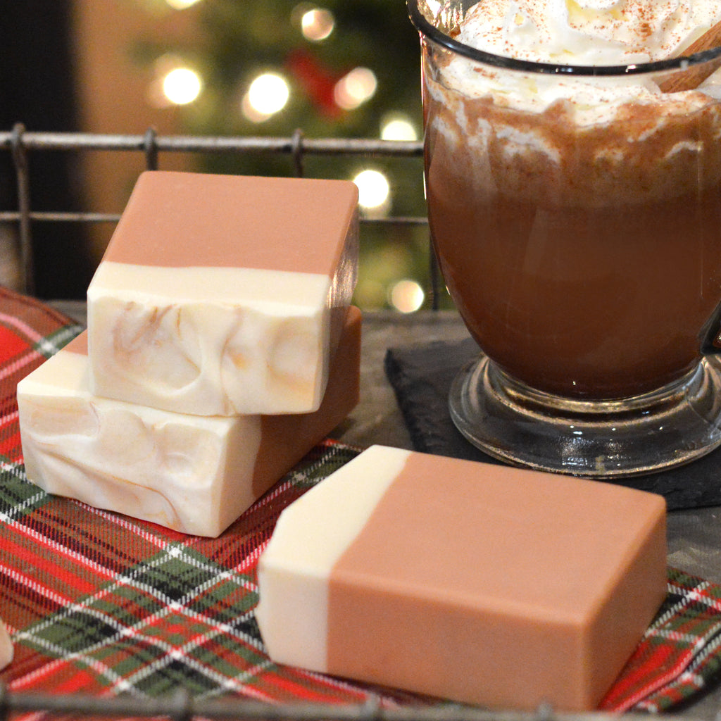  Missouri River Soap Buttered Rum – orange-gold soap topped with white and gold swirl, warm butter, spiced rum, vanilla, and cinnamon fragrance