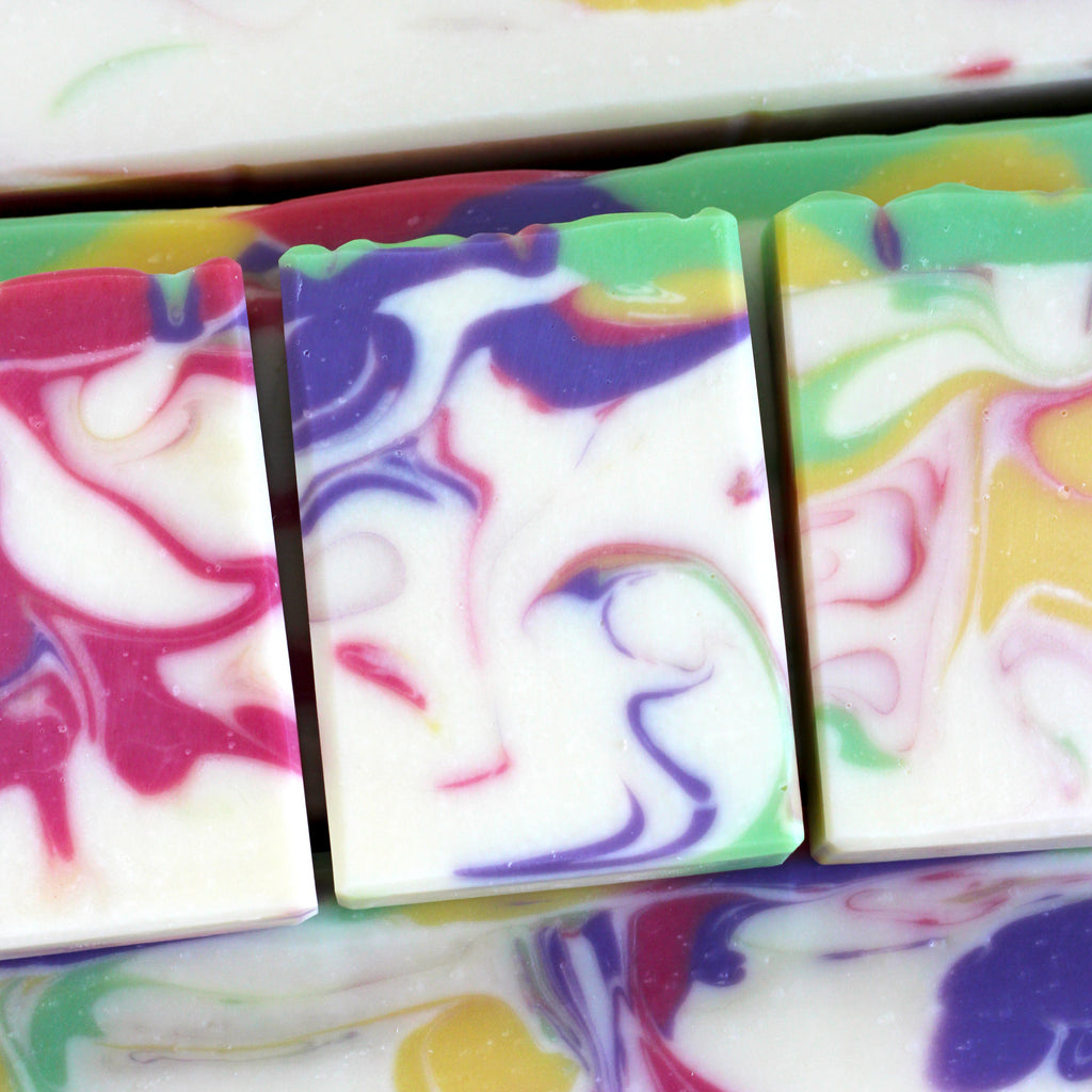 Colorful swirled soap bars 